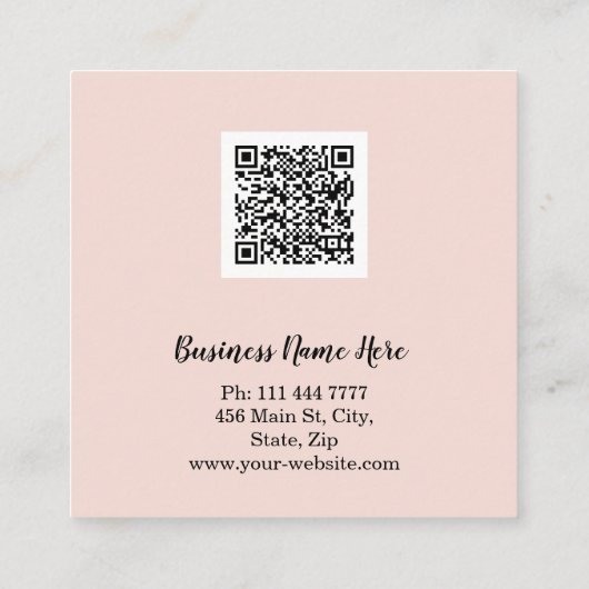 パーソナライズされたミニカスタムマリストモダン QRコードロゴ スクエア名刺 (裏面)