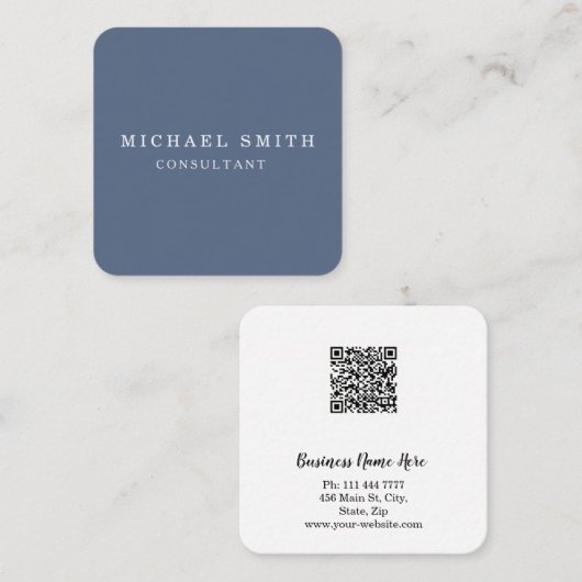 パーソナライズされたミニカスタムマリストモダン QRコードロゴ スクエア名刺 (正面/裏面)