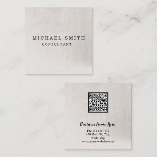 パーソナライズされたミニカスタムマリストモダン QRコードロゴ スクエア名刺 (正面/裏面)