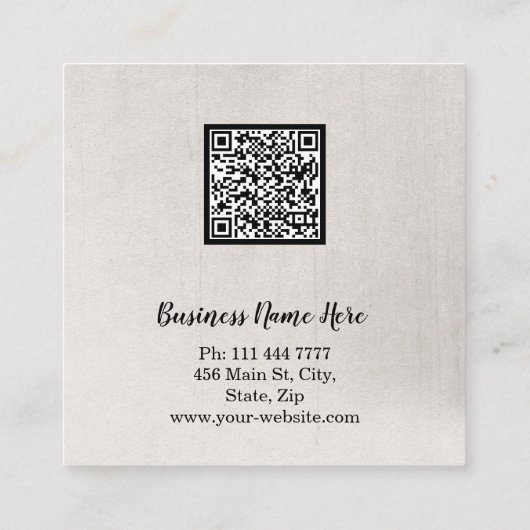 パーソナライズされたミニカスタムマリストモダン QRコードロゴ スクエア名刺 (裏面)