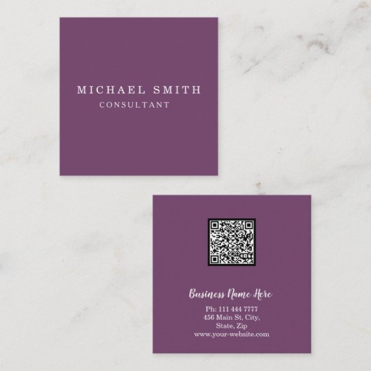 パーソナライズされたミニカスタムマリストモダン QRコードロゴ スクエア名刺 (正面/裏面)