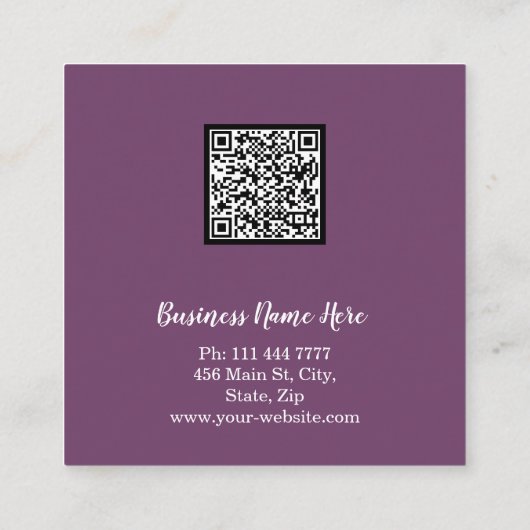 パーソナライズされたミニカスタムマリストモダン QRコードロゴ スクエア名刺 (裏面)