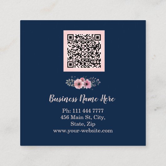 パーソナライズされたミニカスタムマリストモダン QRコードロゴ スクエア名刺 (裏面)