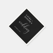 パーソナライズされたミニマモダンリスト結婚ブラック スタンダードカクテルナプキン (角)