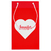 パーソナライズされたミニマモダンリスト赤バレンタイン スモールペーパーバッグ (裏面)