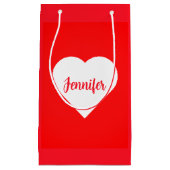 パーソナライズされたミニマモダンリスト赤バレンタイン スモールペーパーバッグ (正面)