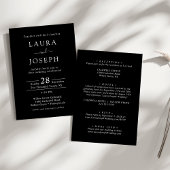 パーソナライズされたミニマリストブラックオールインワンウェディング 招待状