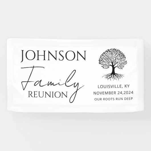 パーソナライズされたミニマルでモダンなエレガントな家族再会 横断幕 (横)