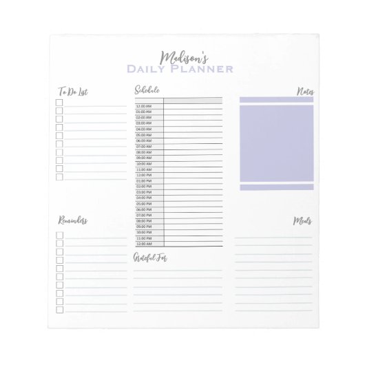 パーソナライズされたミニマルなスケジュールデイリー planner ノートパッド (正面)