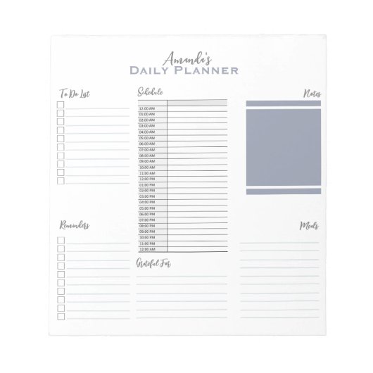パーソナライズされたミニマルなスケジュールデイリー planner ノートパッド (正面)