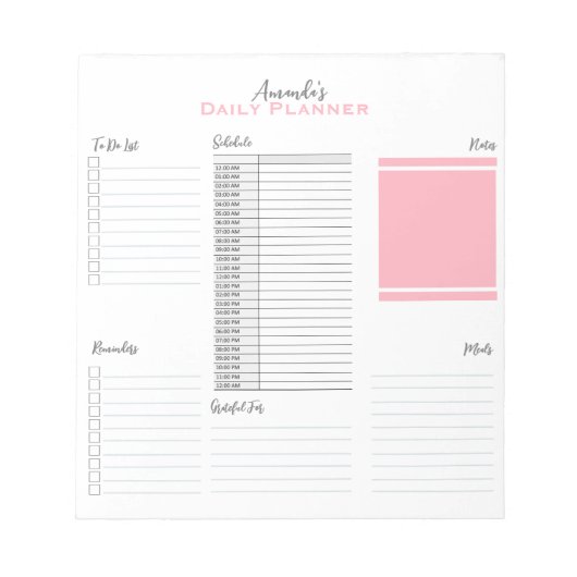 パーソナライズされたミニマルなスケジュールデイリー planner ノートパッド (正面)