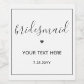 パーソナライズされたミニマルなブライズメイド ワインラベル (シングルラベル)