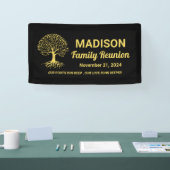 パーソナライズされたミニマルなブラックゴールドの家族再会 横断幕 (トレードショー)