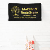 パーソナライズされたミニマルなブラックゴールドの家族再会 横断幕 (インサイチュ)