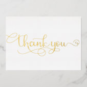 パーソナライズされたミニマルなモダンスクリプトの白い感謝カード 箔シーズンカード (正面)