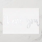 パーソナライズされたミニマルなモダンスクリプトの白い感謝カード 箔シーズンカード (正面)