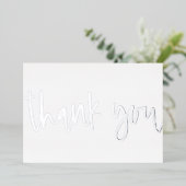 パーソナライズされたミニマルなモダンスクリプトの白い感謝カード 箔シーズンカード (立ち正面)