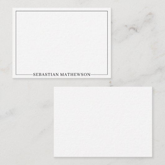 パーソナライズされたミニマルエレガント白黒 ノートカード (正面/裏面)