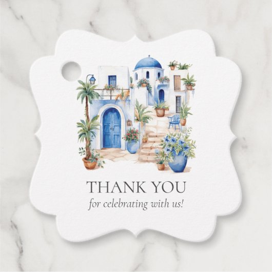 パーソナライズされたミニマルギリシャ水結婚色 フェイバータグ (正面)