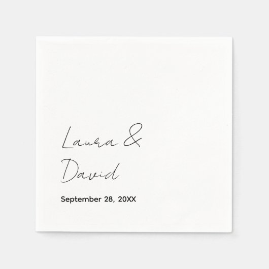 パーソナライズされたミニマルシック結婚紙 スタンダードカクテルナプキン (正面)