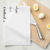 パーソナライズされたミニマルシンプル名の追加hea キッチンタオル (四つ折り)