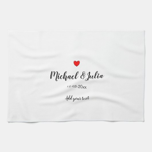 パーソナライズされたミニマルシンプル名の追加hea キッチンタオル (横)