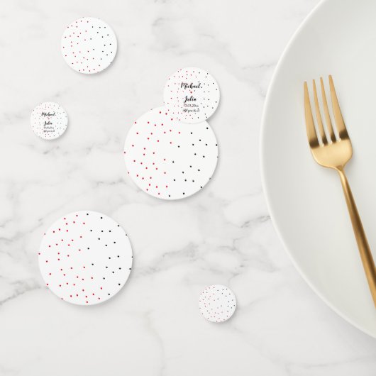 パーソナライズされたミニマルシンプル名を赤い黒に追加 コンフェッティ (グループ)