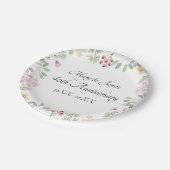 パーソナライズされたミニマルフローラ水彩パーティー ペーパープレート (アングル)