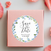 パーソナライズされたミニマルフローラ結婚式の日付の保存 ラウンドシール