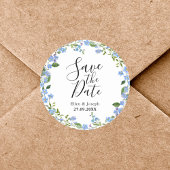 パーソナライズされたミニマルフローラ結婚式の日付の保存 ラウンドシール