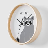 パーソナライズされたミニマルモダン黒・白ラクーン 壁時計 (傾斜)