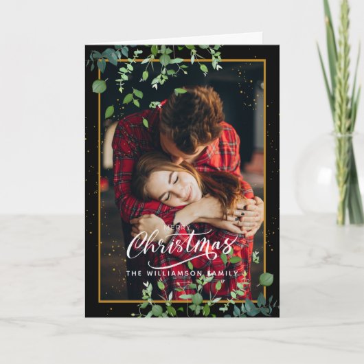 パーソナライズされたミニマルモダン1 Photo Christmas Card シーズンカード (正面)