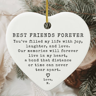パーソナライズされたミニマル最高の友のクリスマス セラミックオーナメント