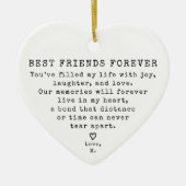 パーソナライズされたミニマル最高の友のクリスマス セラミックオーナメント (正面)