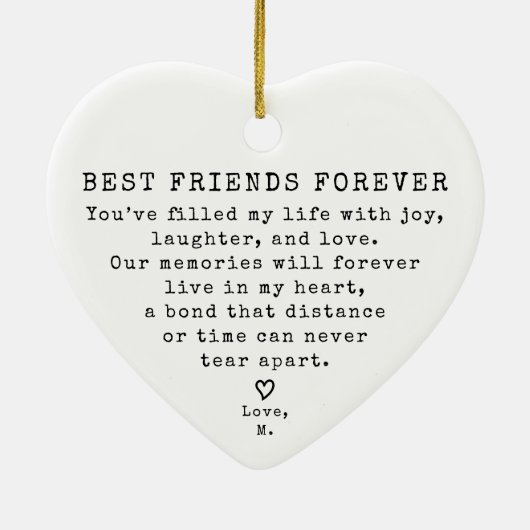 パーソナライズされたミニマル最高の友のクリスマス セラミックオーナメント (裏面)