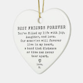 パーソナライズされたミニマル最高の友のクリスマス セラミックオーナメント (左)