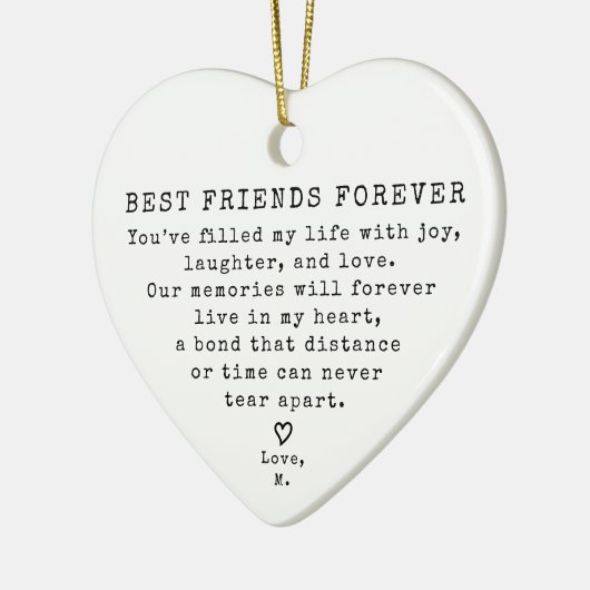 パーソナライズされたミニマル最高の友のクリスマス セラミックオーナメント (左)