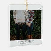 パーソナライズされたミニマル独身の写真 セラミックオーナメント (右)