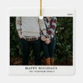 パーソナライズされたミニマル独身の写真 セラミックオーナメント (裏面)