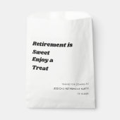 パーソナライズされたミニマル白黒退職パーティー フェイバーバッグ (正面)