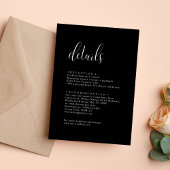 パーソナライズされたミニマル結婚ブラック詳細 エンクロージャーカード