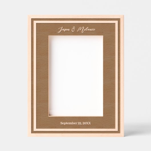 パーソナライズされたミニマル結婚夫婦への贈り物 レーザー彫刻フレーム (正面)