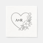 パーソナライズされたミニマル緑のフローラ結婚紙 スタンダードカクテルナプキン (正面)