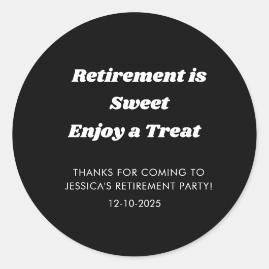 パーソナライズされたミニマル退職のお願い ラウンドシール (正面)