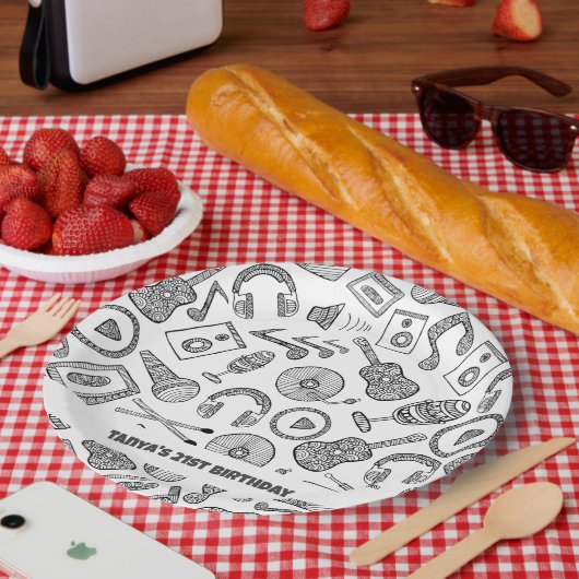 パーソナライズされたミュージカル楽器音楽アクセサリー ペーパープレート (ピクニック)