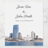 パーソナライズされたミルウォーキースカイラインワインラベル ワインラベル (シングルラベル)