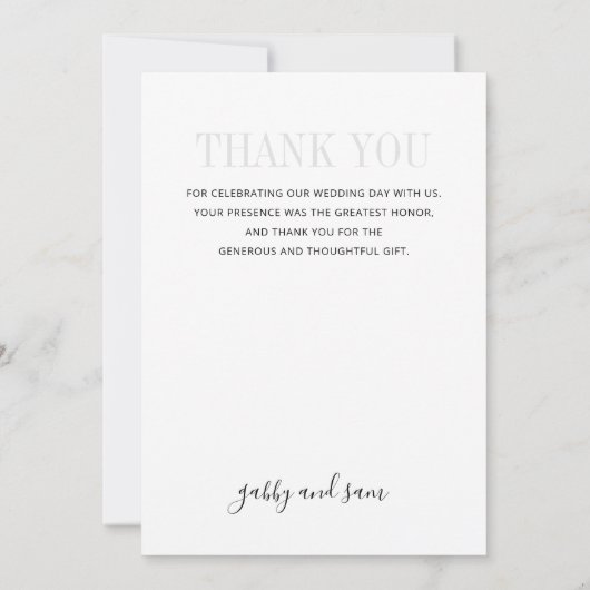 パーソナライズされたミ結婚したセス結婚・ネーム サンキューカード (裏面)