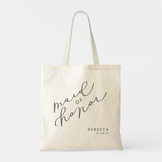 パーソナライズされたメイド・オブ・オーナー（花嫁付き添い人）かわいいスクリプトトートバッグ トートバッグ (裏面)