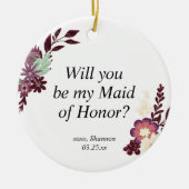 パーソナライズされたメイド・オブ・オーナー(花嫁付き添い人)の花嫁の提案 セラミックオーナメント (正面)