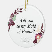 パーソナライズされたメイド・オブ・オーナー(花嫁付き添い人)の花嫁の提案 セラミックオーナメント (左)